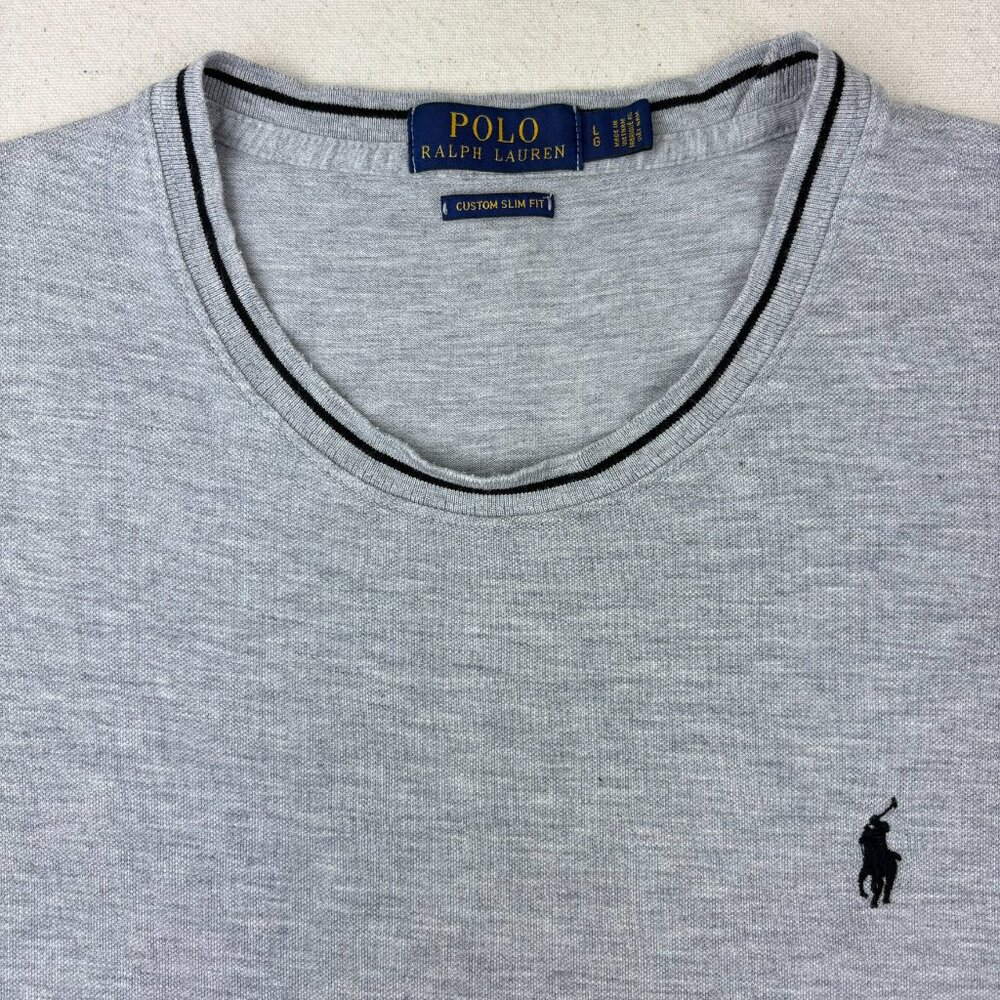 POLO Ralph Lauren Shirt Classic Gray Pique Tee Short Sleeve Black Pony Logo